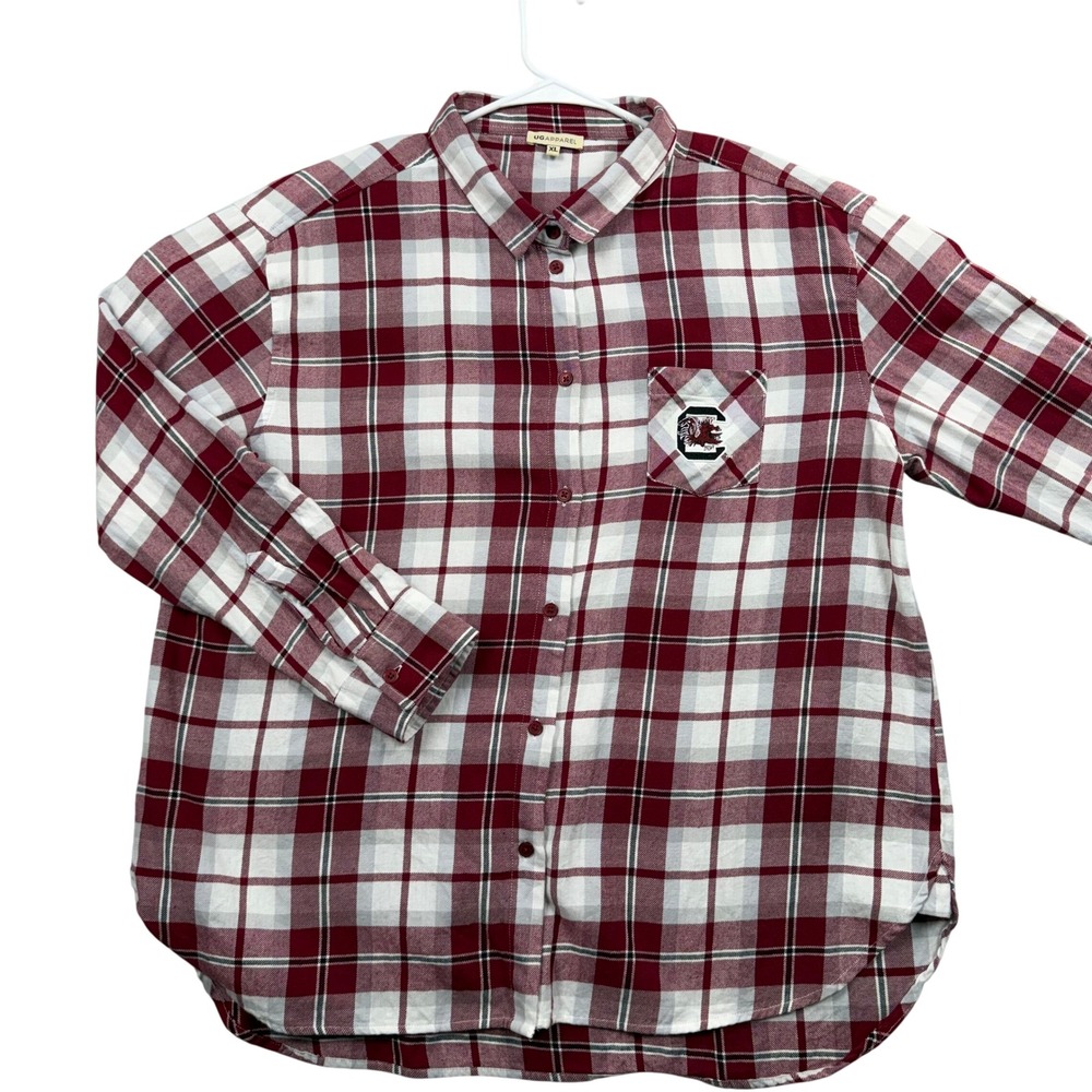 UG Apparel Shirt Women XL Garnet Plaid South Carolina Gamecocks Button Down